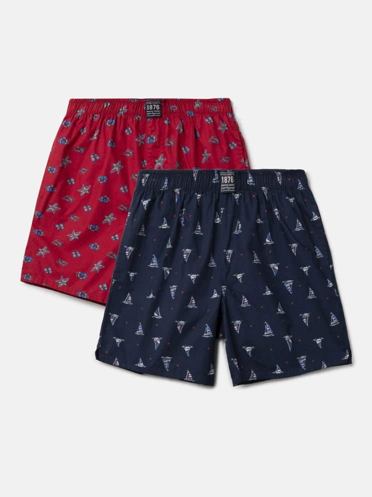     			Jockey UB08 Boys Cotton Woven Fabric Printed Boxer Shorts - Chili Pepper & Navy (Pack of 2)