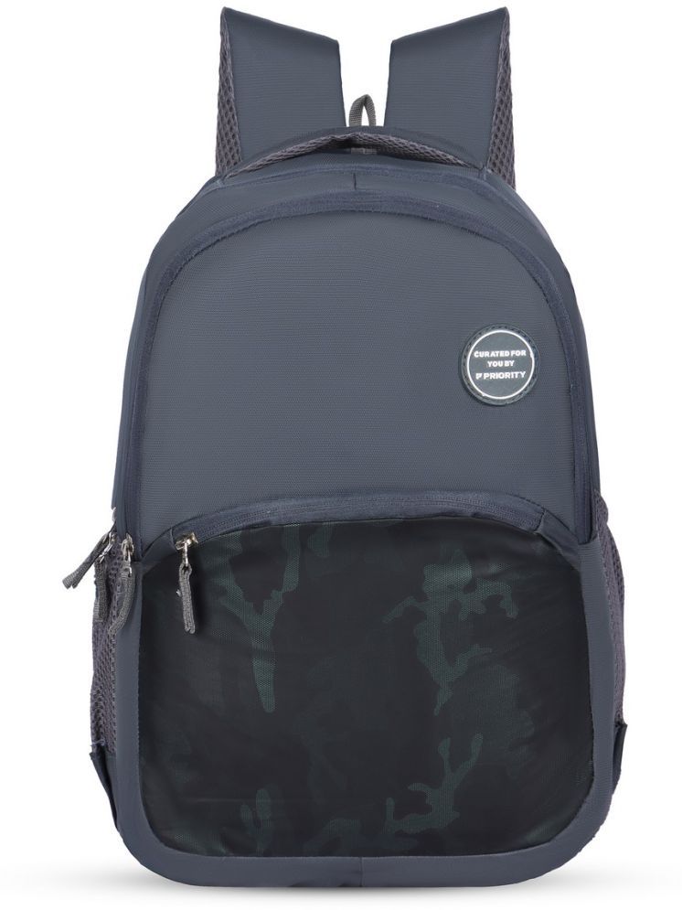     			Priority Dark Grey PU Backpack With Raincover ( 38 Ltrs )