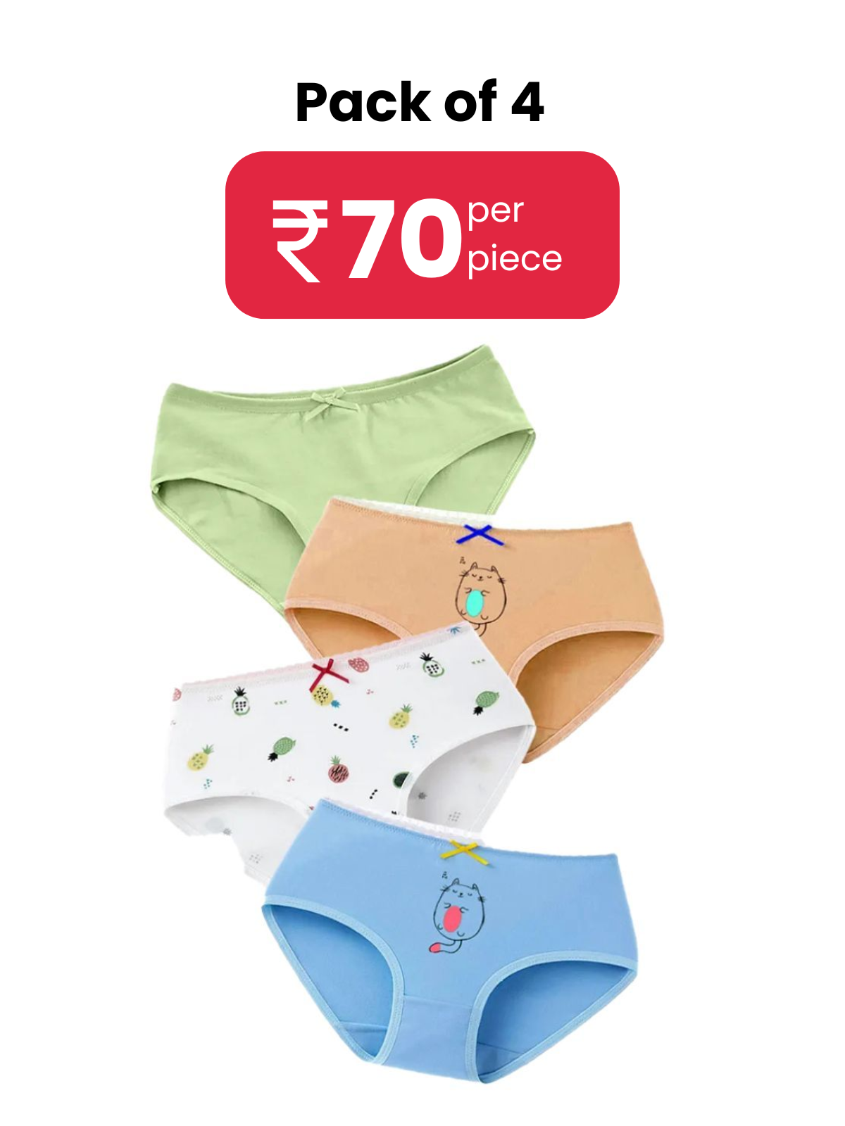     			Rad Prix Pack of 4 Cotton Spandex Panties For Girls ( Multicolor )