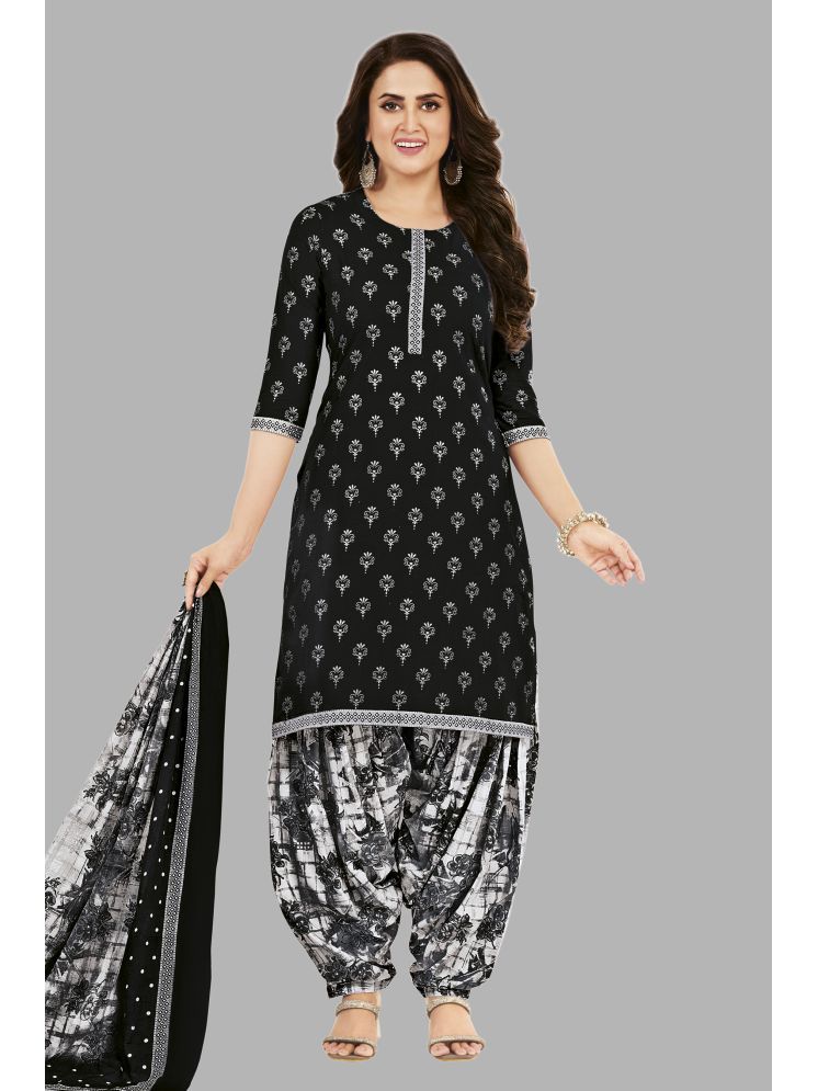     			SIMMU Unstitched Cotton Printed Dress Material - Black ( Pack of 1 )