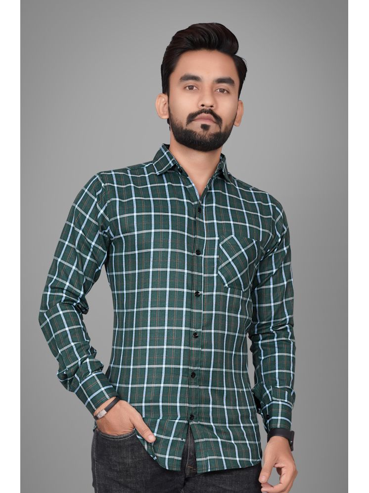     			SUR-T Cotton Blend Regular Fit Checks Full Sleeves Men's Casual Shirt - Green ( Pack of 1 )