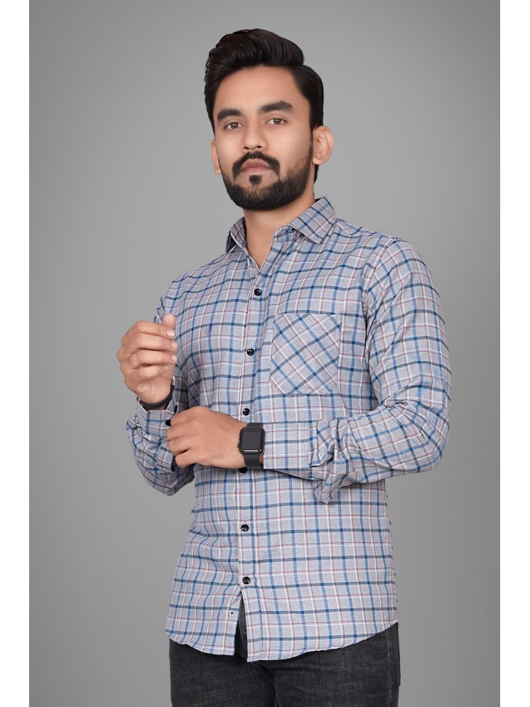     			SUR-T Cotton Blend Regular Fit Checks Full Sleeves Men's Casual Shirt - Grey ( Pack of 1 )