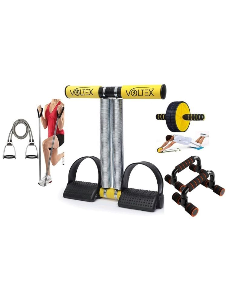     			VOLTEX  Double Spring Tummy trimmer, Pushup bar, ab roller wheel   Home gym Exercise, toning tube double