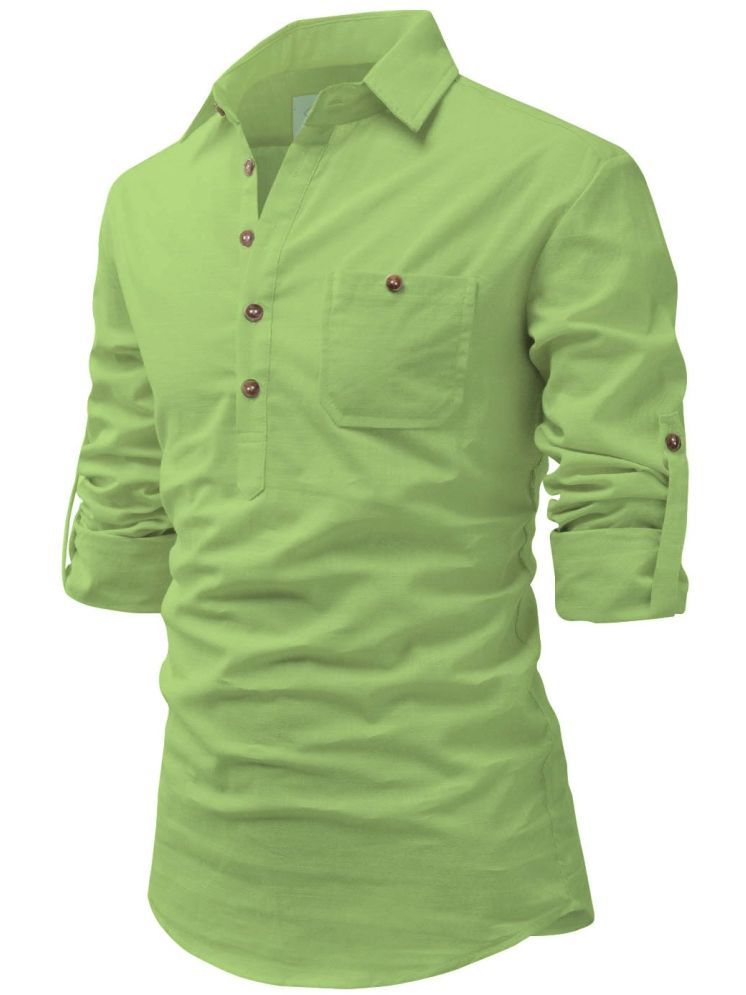     			ViraVesh Sea Green Cotton Men's Shirt Style Kurta ( Pack of 1 )