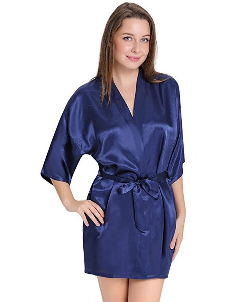     			ZYPRENT Navy Blue Satin Women's Nightwear Robes ( Pack of 1 )