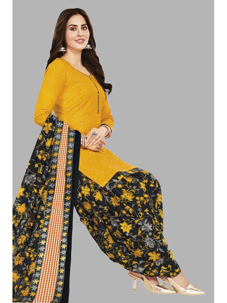     			shree jeenmata collection Unstitched Cotton Printed Dress Material - Yellow ( Pack of 1 )