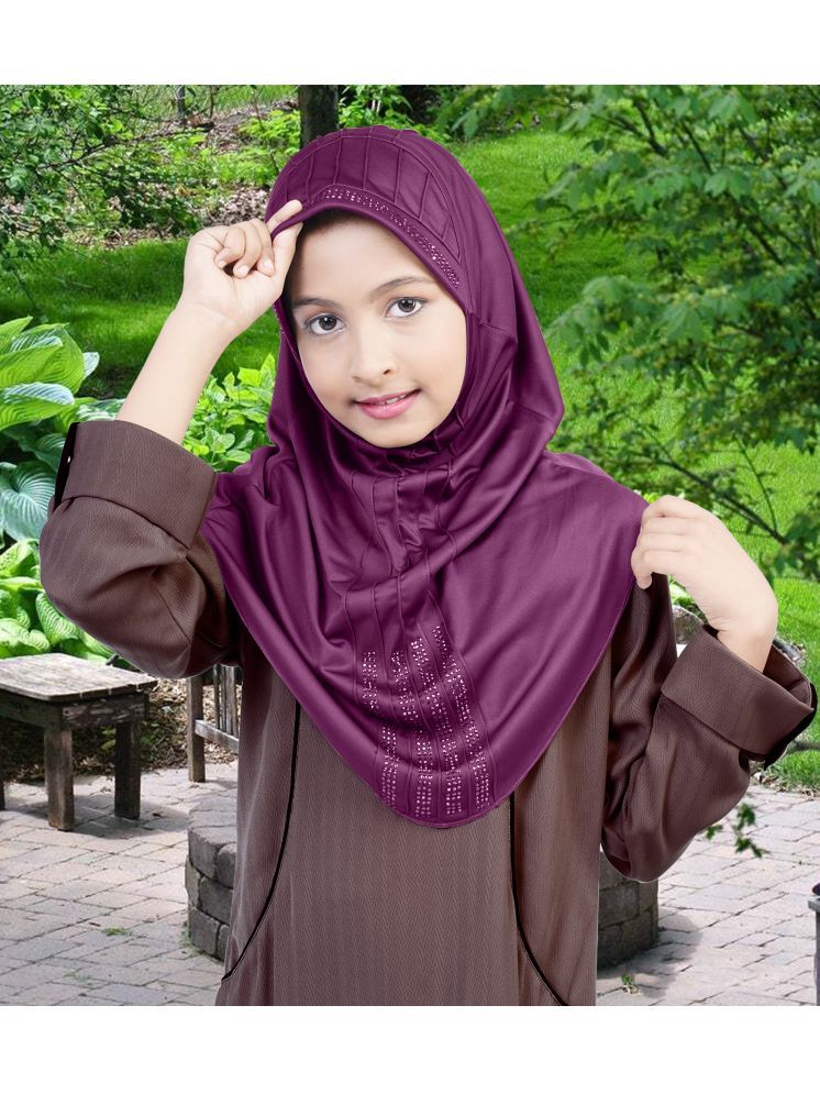     			Mehar Purple Polycotton Stitched Hijab - Single