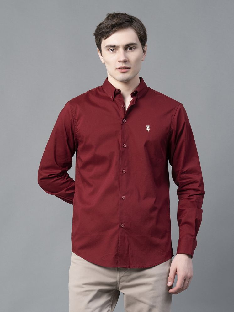     			Red Tape 100% Cotton Regular Fit Solids Full Sleeves Men's Casual Shirt - Maroon ( Pack of 1 )