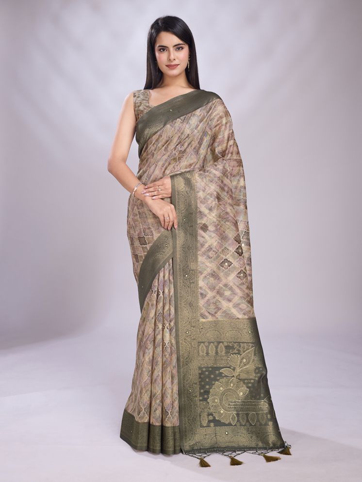     			Rekha Maniyar Cotton Printed Saree With Blouse Piece - Green ( Pack of 1 )