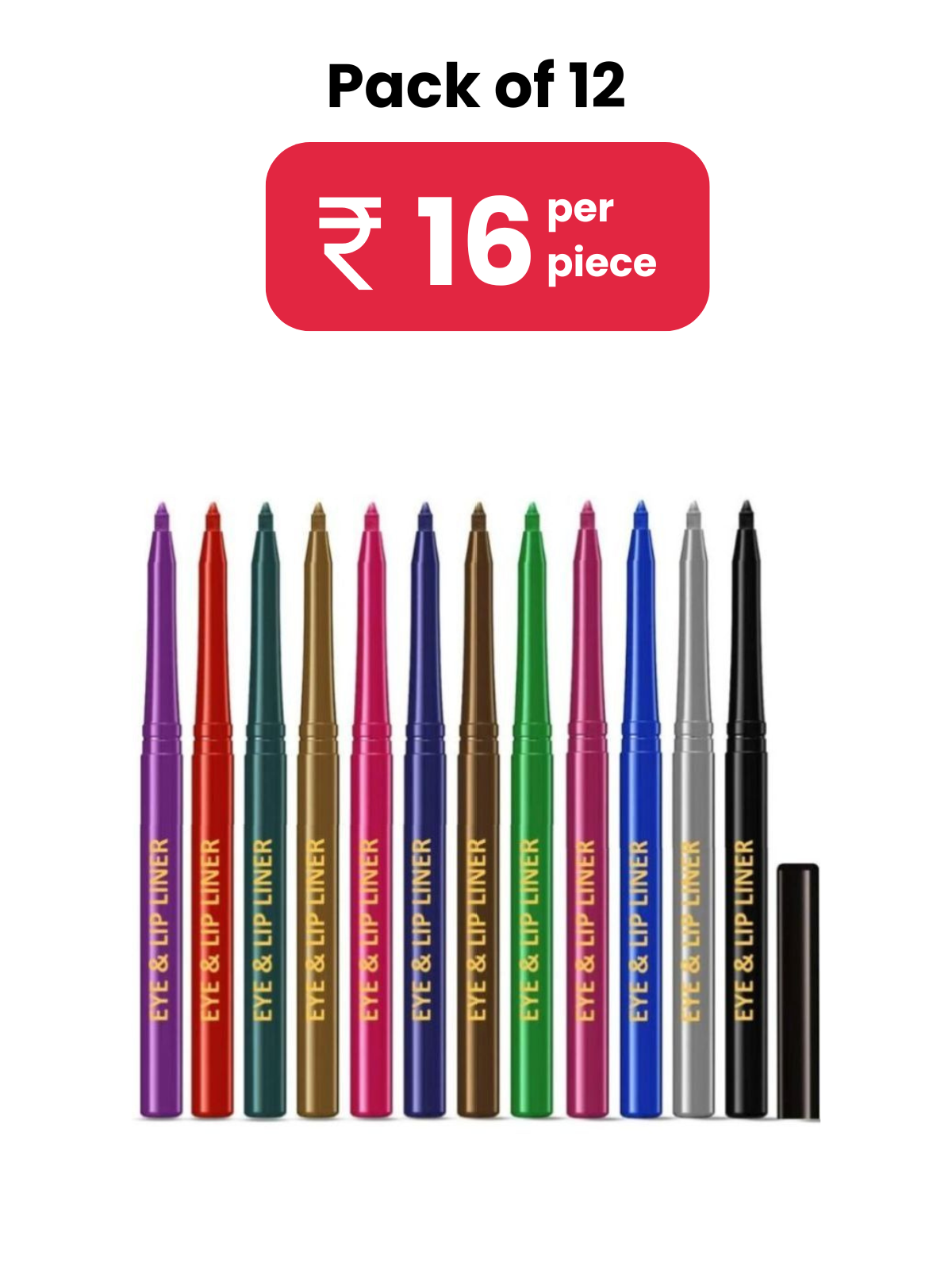     			Adbeni Waterproof Eye and Lip Liner - Multicolour ( Pack of 12 )