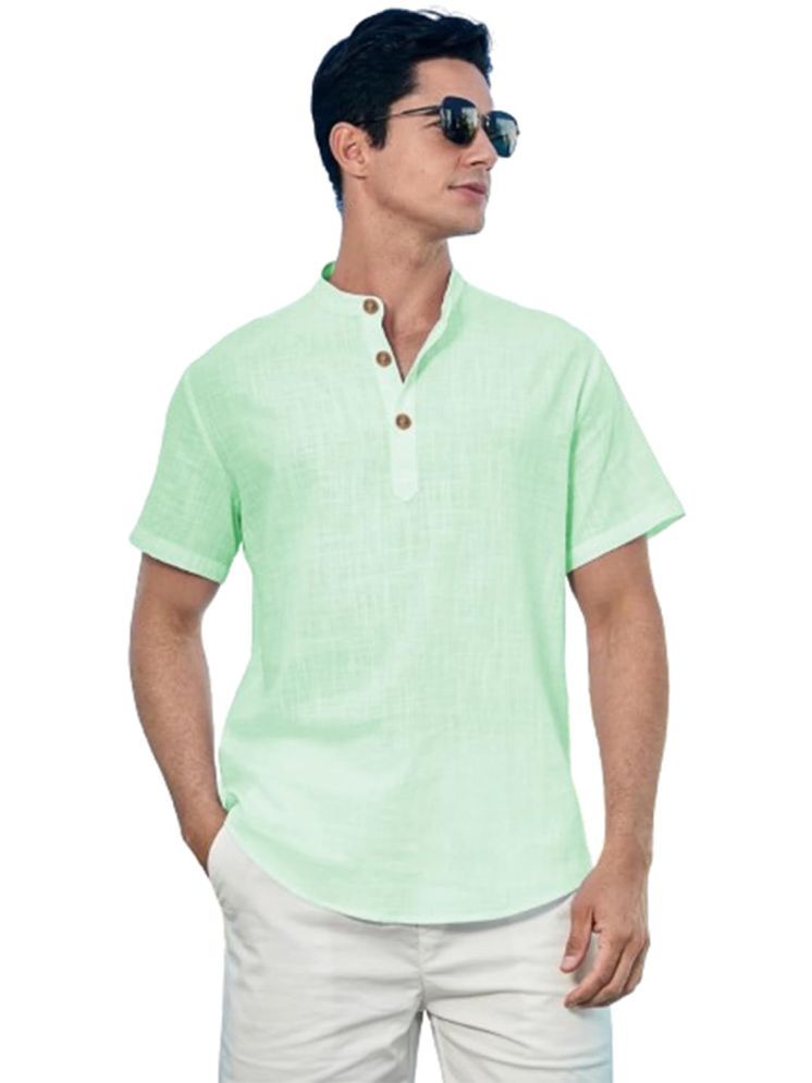     			UNI VIBE Lime Green Cotton Men's Shirt Style Kurta ( Pack of 1 )