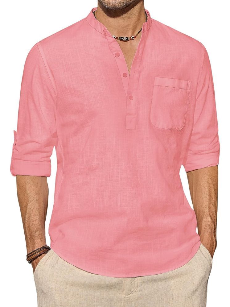     			UNI VIBE Peach Cotton Men's Shirt Style Kurta ( Pack of 1 )