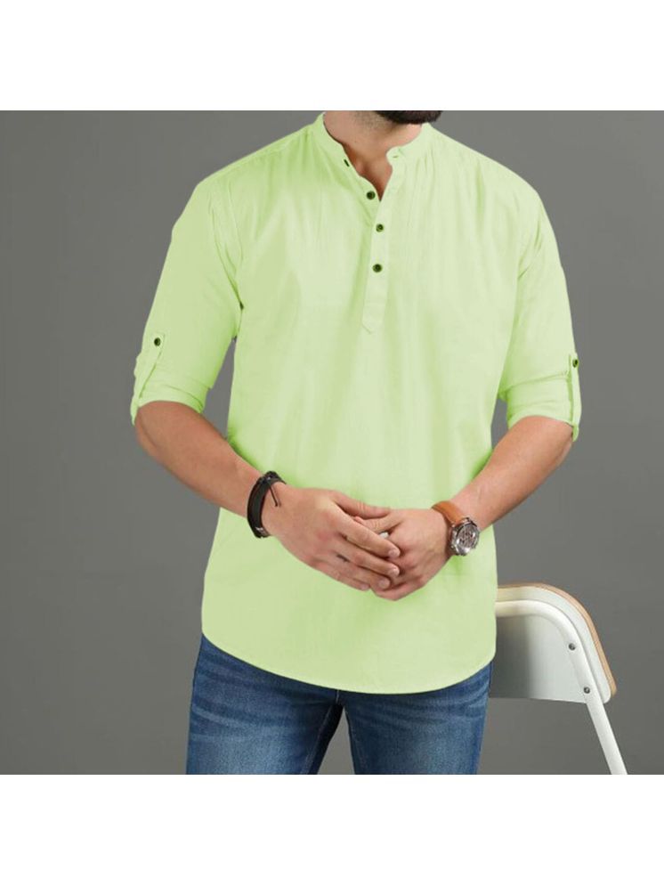     			UNI VIBE Sea Green Cotton Men's Shirt Style Kurta ( Pack of 1 )