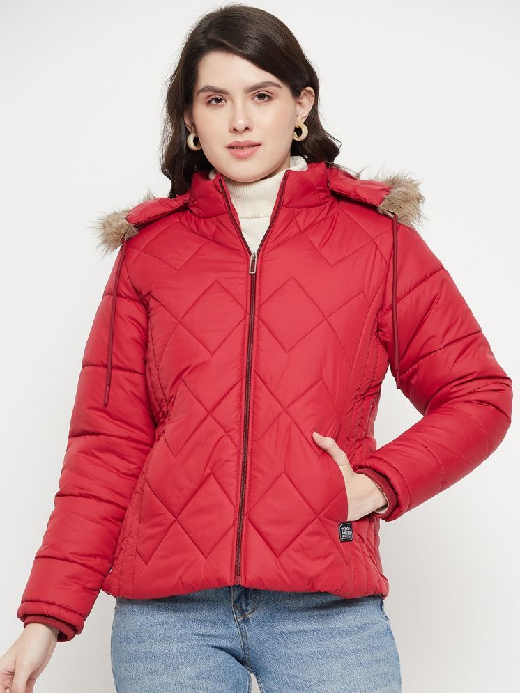     			VERO MODERNO - Polyester Maroon Quilted/Padded Jackets