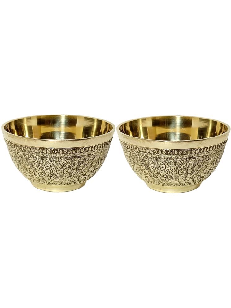     			A & H ENTERPRISES Hand Made Medium Floral Katori Brass Cereal Bowl 9 cm ( Set of 2 ) Brass