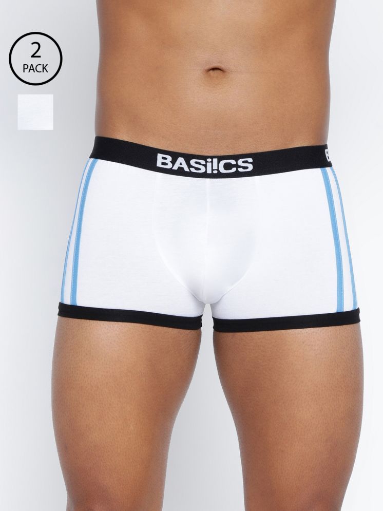     			BASIICS By La Intimo Pack of 2 Cotton Blend Trunks For Men's ( White )