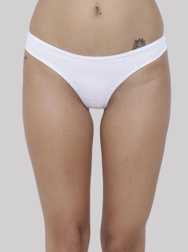     			BASIICS By La Intimo Pack of 1 Polyester Solid Women's Thongs ( White )