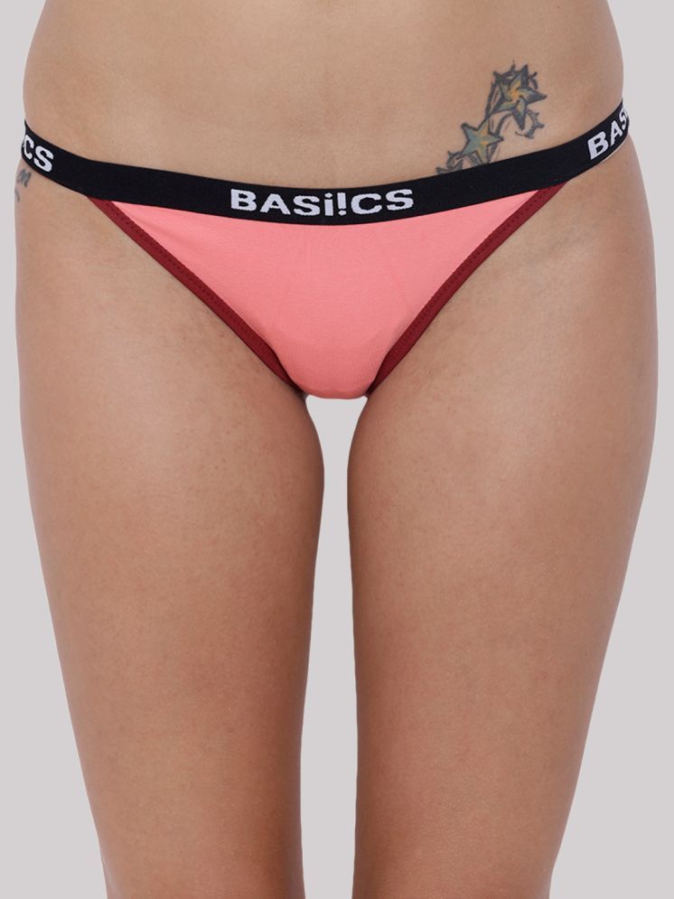     			BASIICS By La Intimo Pack of 1 Cotton Lycra Solid Women's Bikini ( Coral )