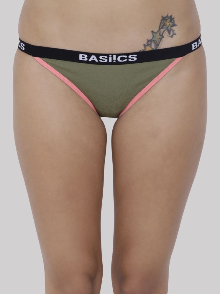     			BASIICS By La Intimo Pack of 1 Cotton Lycra Solid Women's Bikini ( Olive )