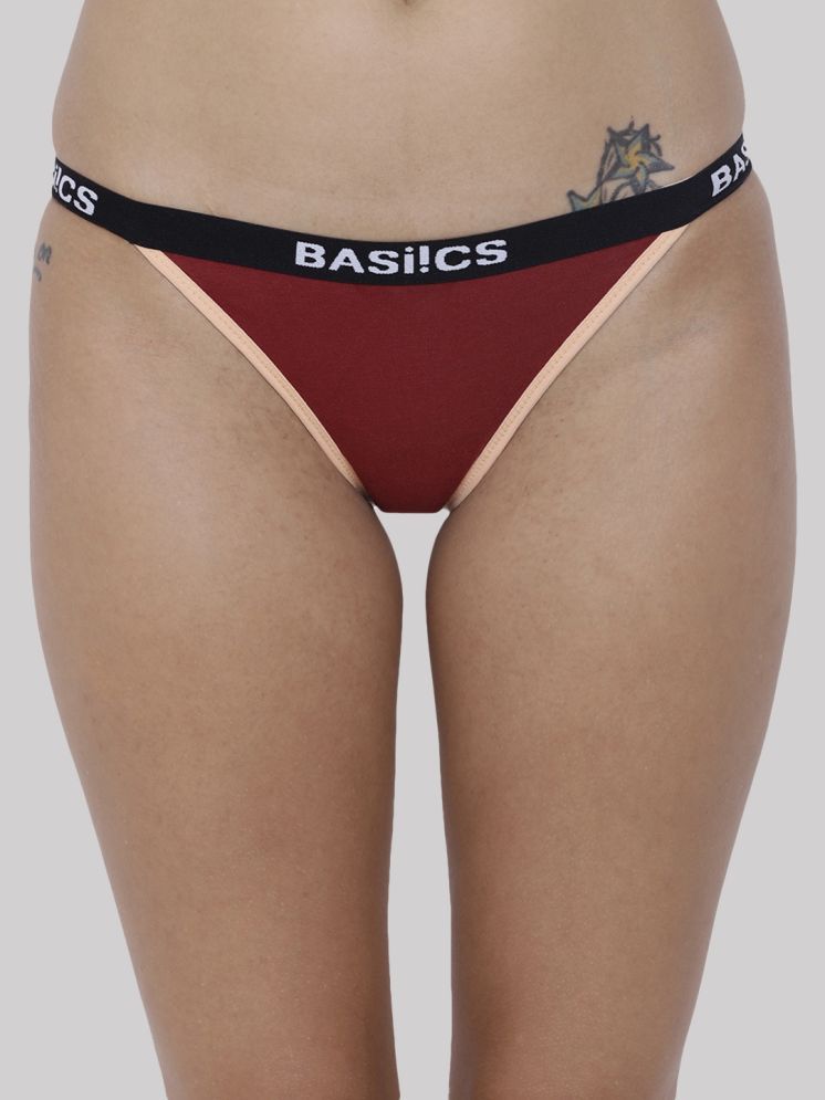     			BASIICS By La Intimo Pack of 1 Cotton Lycra Solid Women's Bikini ( Maroon )