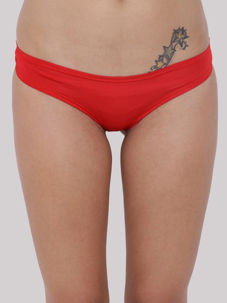     			BASIICS By La Intimo Pack of 1 Polyester Solid Women's Bikini ( Red )