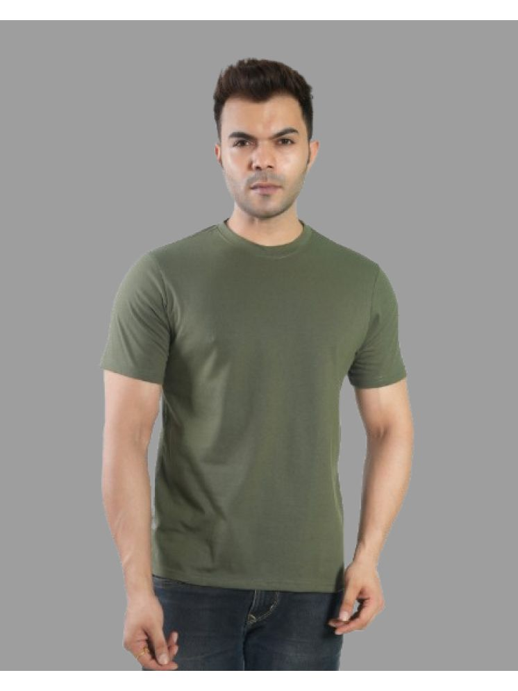     			CALTUS FASHION Cotton Blend Regular Fit Solid Half Sleeves Men's Round T-Shirt - Olive ( Pack of 1 )