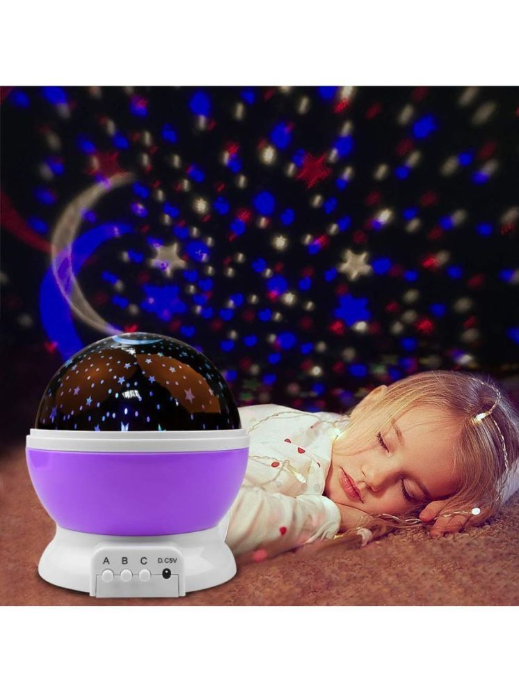     			Gatih Star Master Colorful LED 360 Degree Rotating Moon Light Projector Night Lamp with USB Cable Kids Room Night Bulb - Pack Of 1