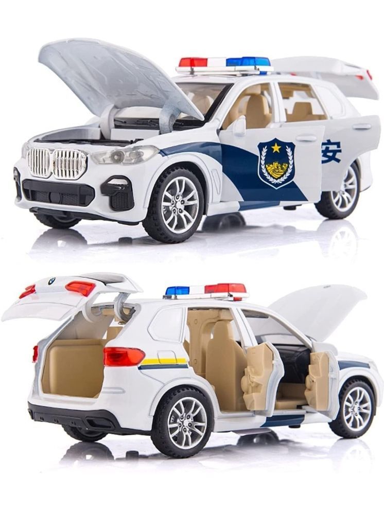     			PANSHUB 1:32 BMW Police X5 SUV Model Car, Zinc Alloy Pull Back Toy car with Sound and Light for Kids Boy Girl Gift