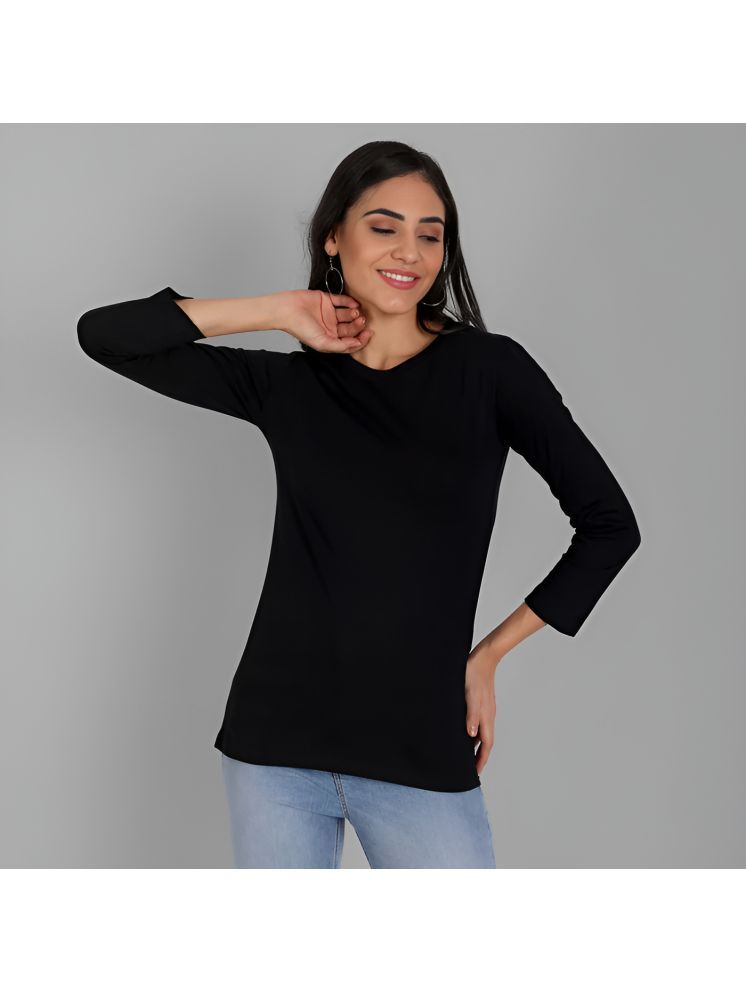     			PPTHEFASHIONHUB Black Cotton Blend Regular Fit Women's T-Shirt ( Pack of 1 )