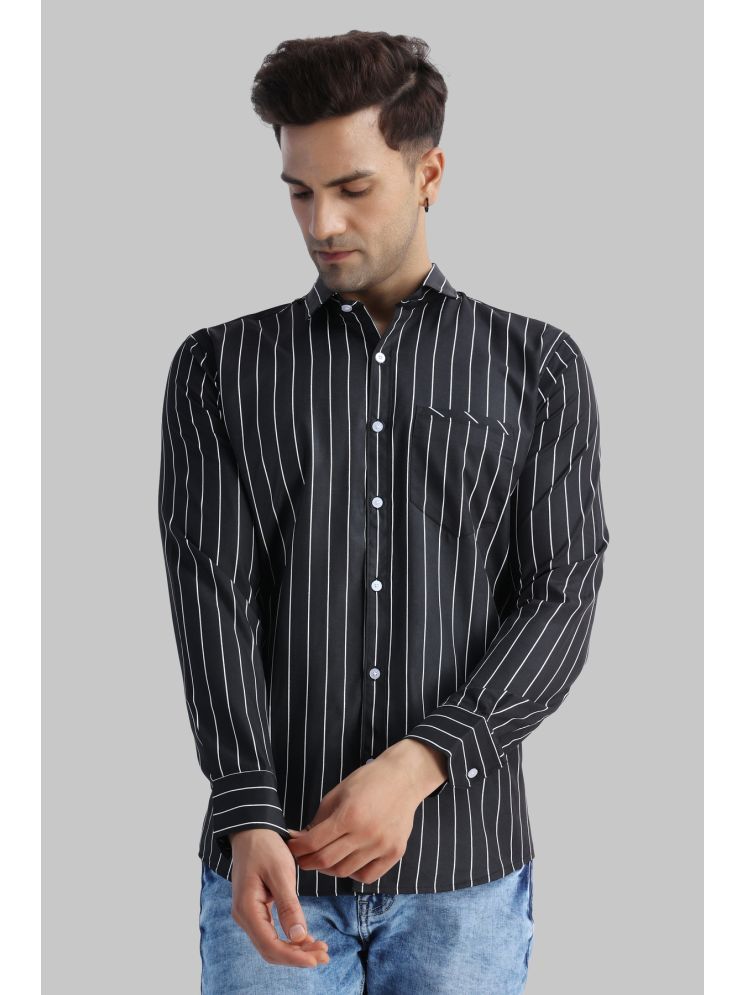     			SUR-T Cotton Blend Regular Fit Striped Full Sleeves Men's Casual Shirt - Black ( Pack of 1 )