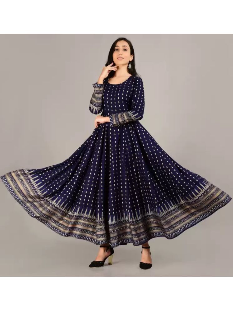     			Smien Rayon Self Design Anarkali Women's Kurti - Navy ( Pack of 1 )