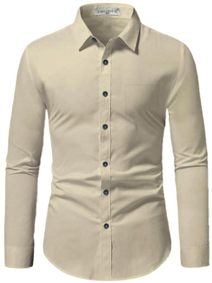     			Vida Loca Cotton Blend Slim Fit Solids Full Sleeves Men's Casual Shirt - Beige ( Pack of 1 )