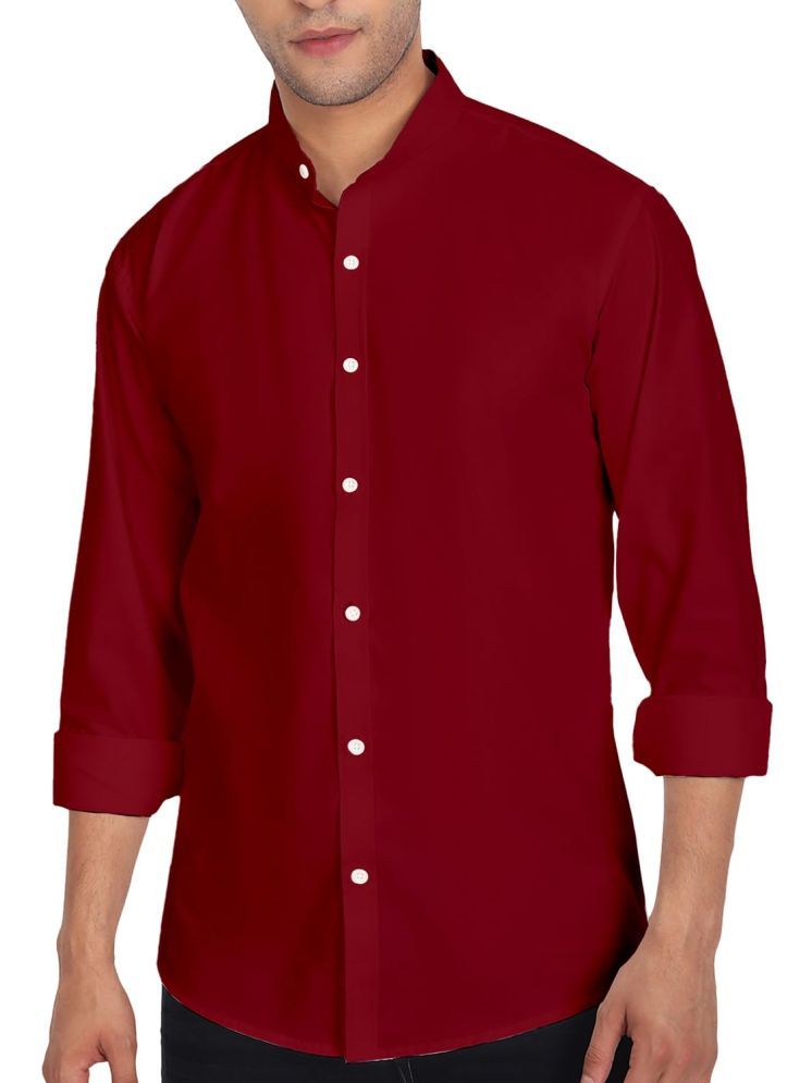     			Vida Loca Cotton Blend Slim Fit Solids Full Sleeves Men's Casual Shirt - Maroon ( Pack of 1 )