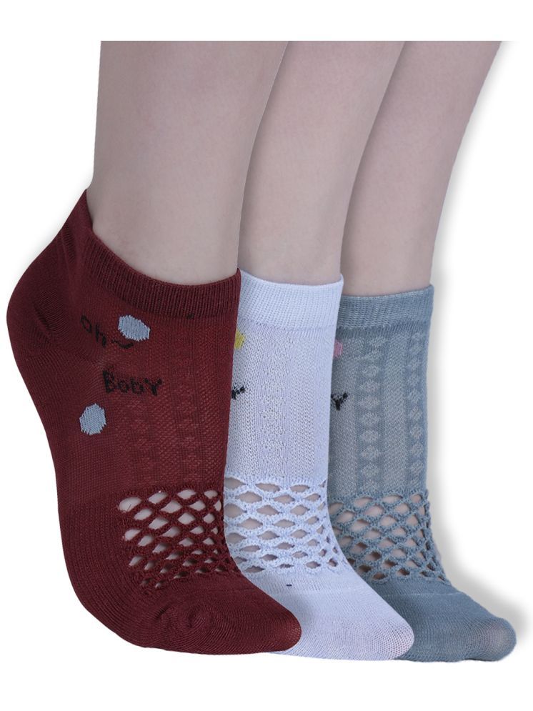     			Dollar Pack of 3 Cotton Blend Women's Self Design Ankle Length Socks ( Multicolor )