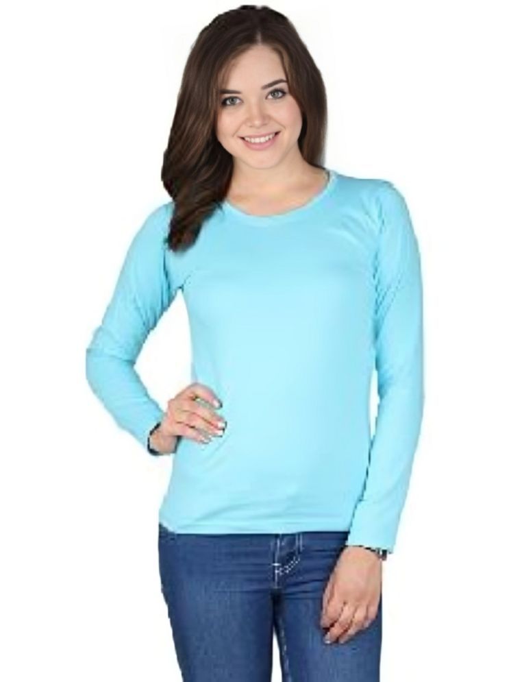     			PPTHEFASHIONHUB Light Blue Cotton Blend Regular Fit Women's T-Shirt ( Pack of 1 )