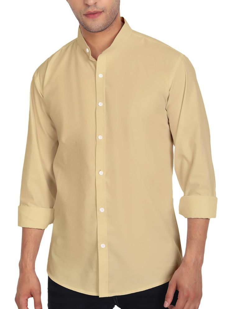     			UNI VIBE Cotton Blend Slim Fit Solids Full Sleeves Men's Casual Shirt - Beige ( Pack of 1 )