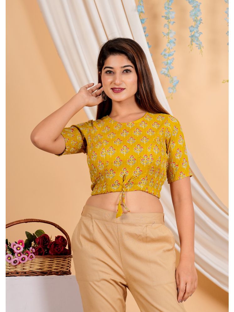     			Yash Gallery Mustard Readymade without Pad Cotton Women's Blouse ( Pack of 1 )