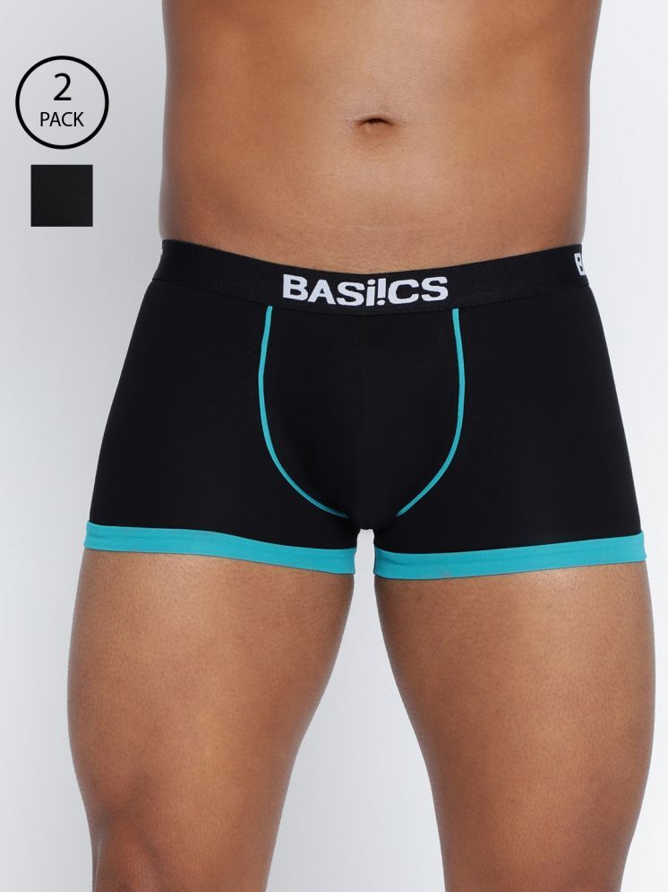     			BASIICS By La Intimo Pack of 2 Cotton Blend Trunks For Men's ( Black )