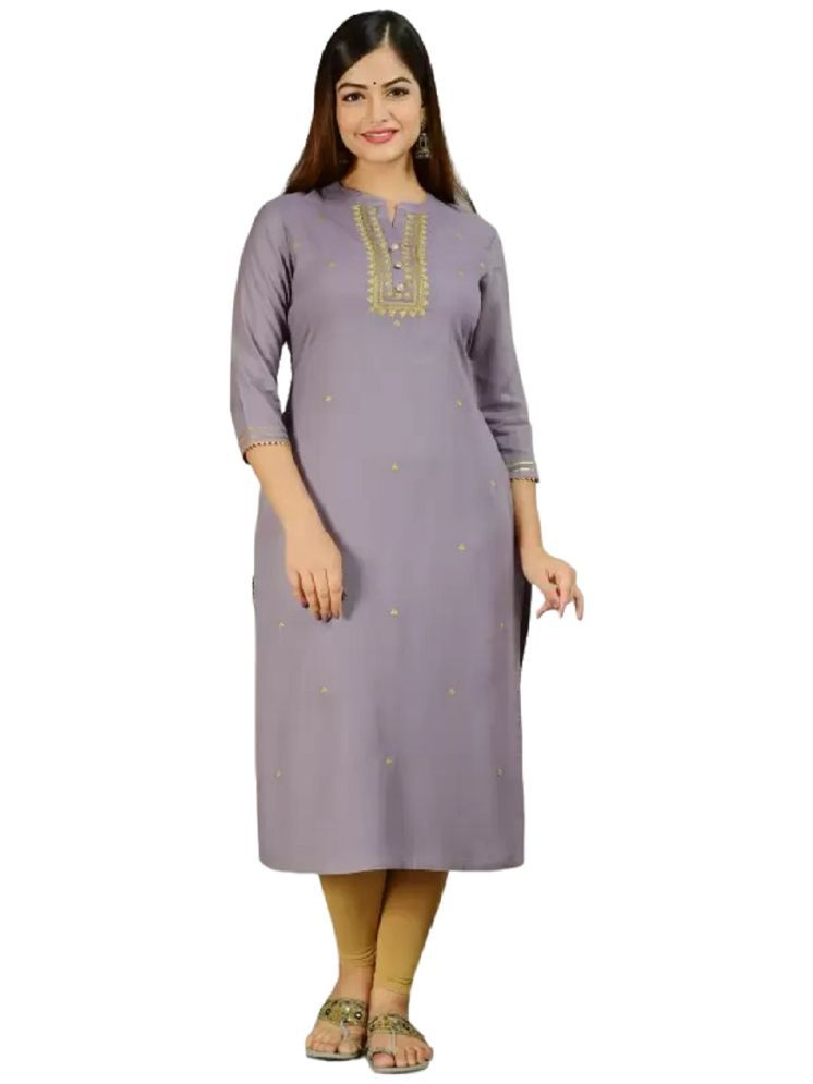     			CHICITY Rayon Embellished Straight Women's Kurti - Grey ( Pack of 1 )