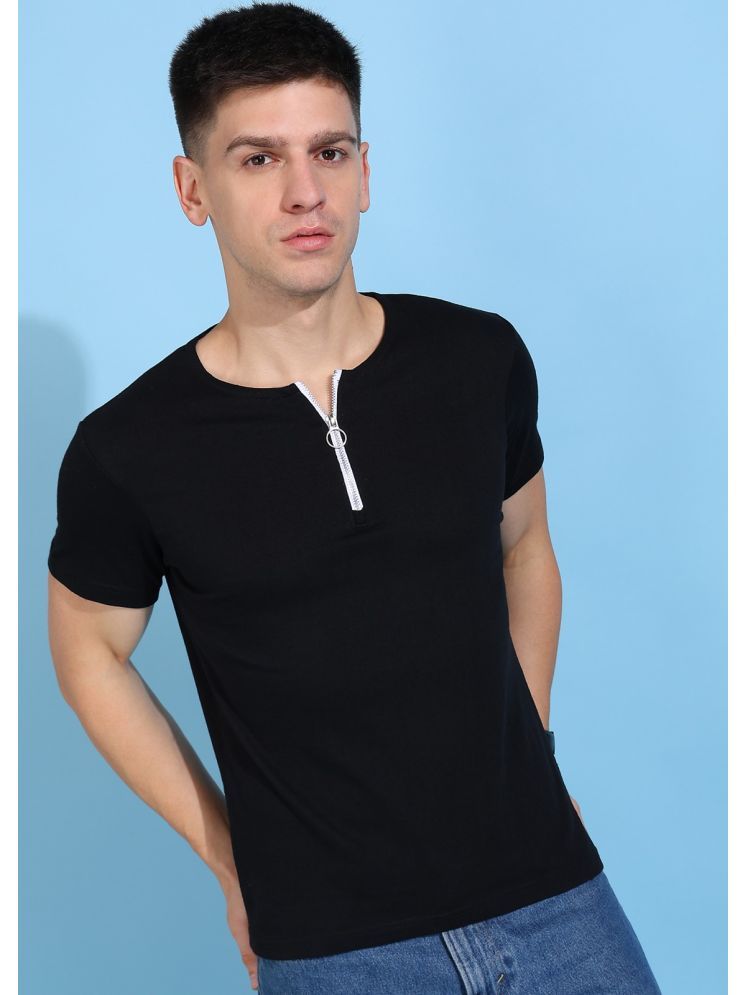     			ELBATROSS Cotton Blend Regular Fit Solid Half Sleeves Men's Round T-Shirt - Black ( Pack of 1 )