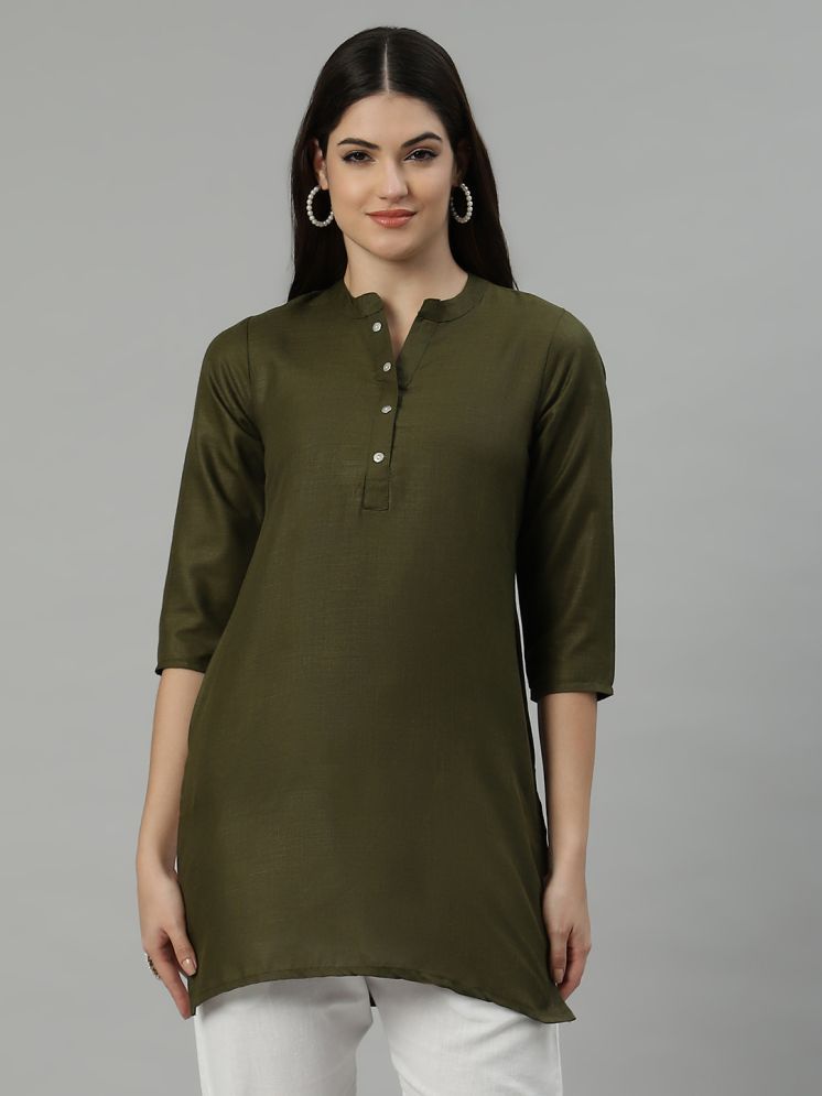     			Flamboyant Cotton Solid A-line Women's Kurti - Mint Green ( Pack of 1 )