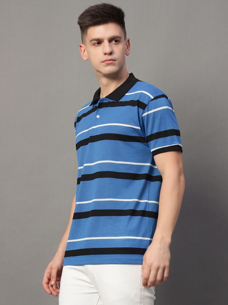     			GET GOLF Cotton Blend Regular Fit Striped Half Sleeves Men's Polo T Shirt - Blue ( Pack of 1 )