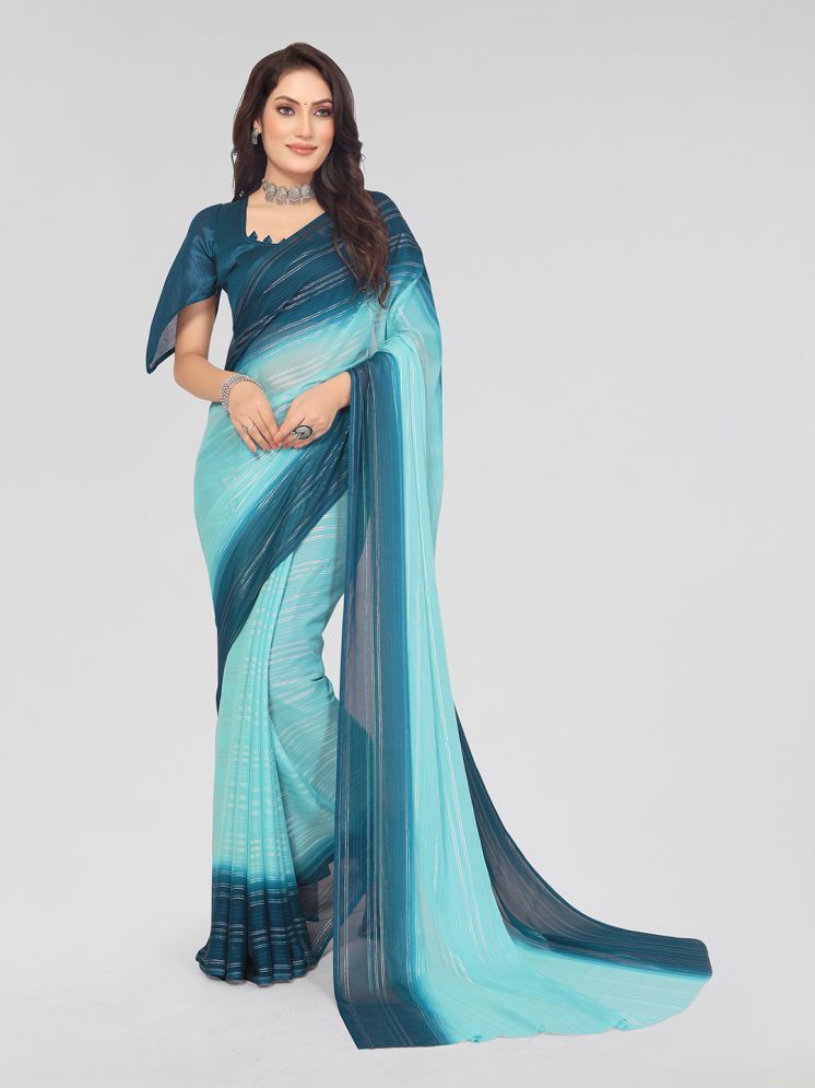     			Kashvi Sarees Satin Dyed Saree With Blouse Piece - Teal ( Pack of 1 )