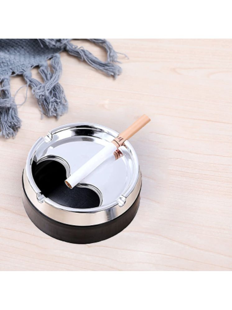     			Mannat Ashtray chrome Finish Stainless Steel Windproof Ashtray with Rotating Lid Head For Cigarette,Cigar for Home,Office and car(multi,Color Send As per Availability)