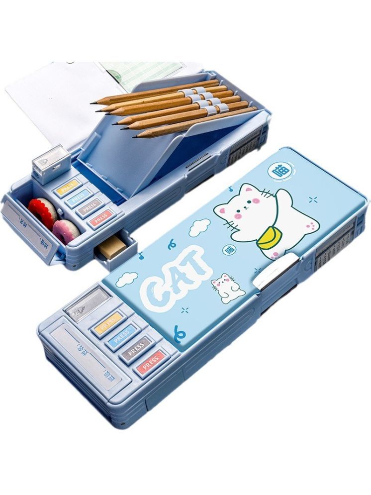     			PANSHUB Sky Blue Pocket Multifunctional Pencil Box for Kids, School Pencil Box, Kids Pencil Box for Boys & Girls, Magnetic Pencil Box for Boys