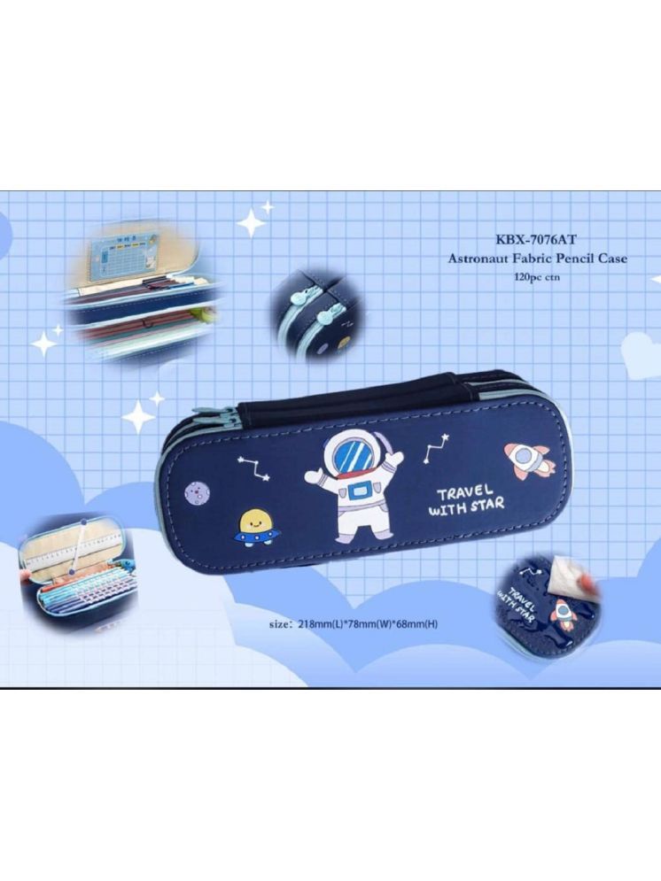     			PANSHUB Zipper Space Pencil case Large-Capacity Stationery Box Double-Layer Pencil Pouch Cute Stationery Box Cute School Supplies Kids