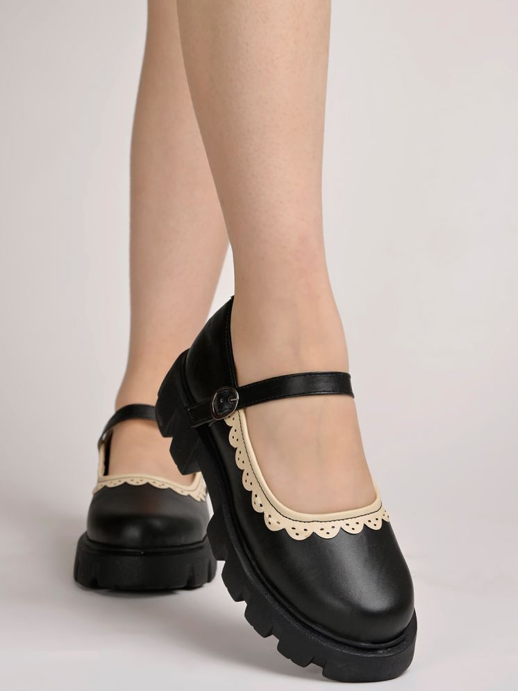     			Shoetopia Round Toe Black Mary Janes Bellies For Girls