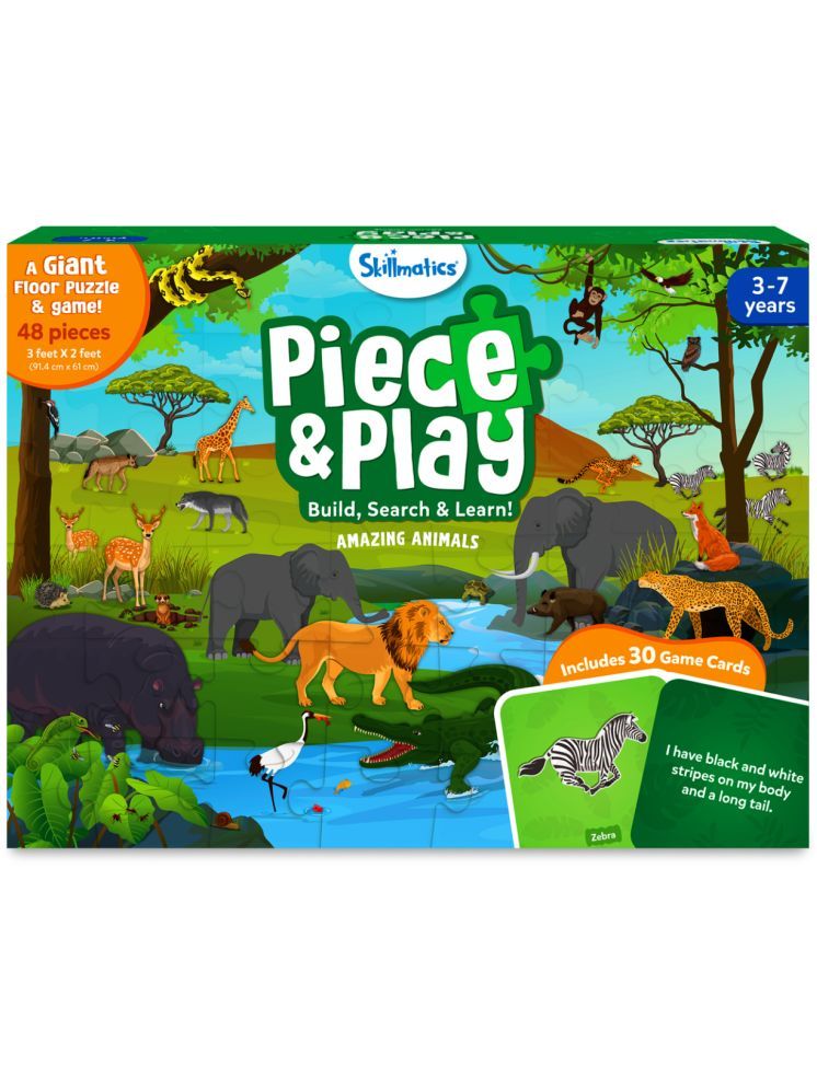     			Skillmatics Floor Puzzle & Game - Piece & Play Wild Animals, Jigsaw & Toddler Puzzles, Educational Toy, Gifts for Boys & Girls Ages 3, 4, 5, 6, 7 (48 Pieces, 2 x 3 feet)