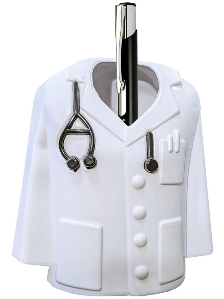     			UJJi 1 Plastic Doctor Coat Shape Desk Pen Holder with 1 Metal Pen