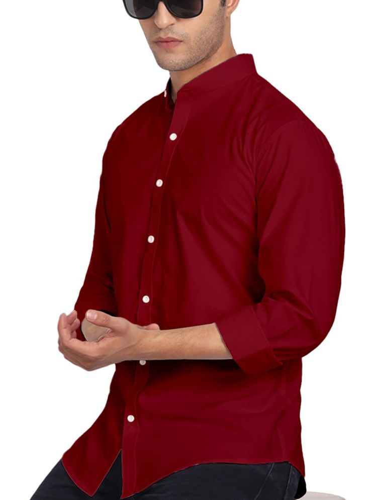     			UNI VIBE Cotton Blend Slim Fit Solids Full Sleeves Men's Casual Shirt - Maroon ( Pack of 1 )